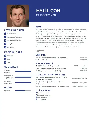 Fizik Öğretmeni CV Örnekleri cv indir